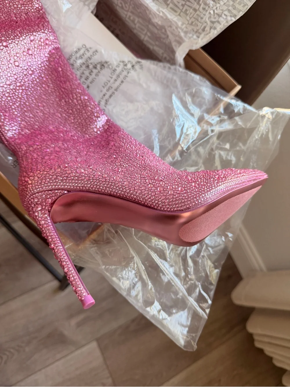 Steve Madden Pink Rhinestone Over-the-Knee Stiletto Boots
